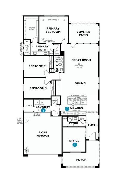 2D floor plan layout for the 4032 by Shea Homes in Skymark at Northpointe, Peoria, AZ (Image 3).