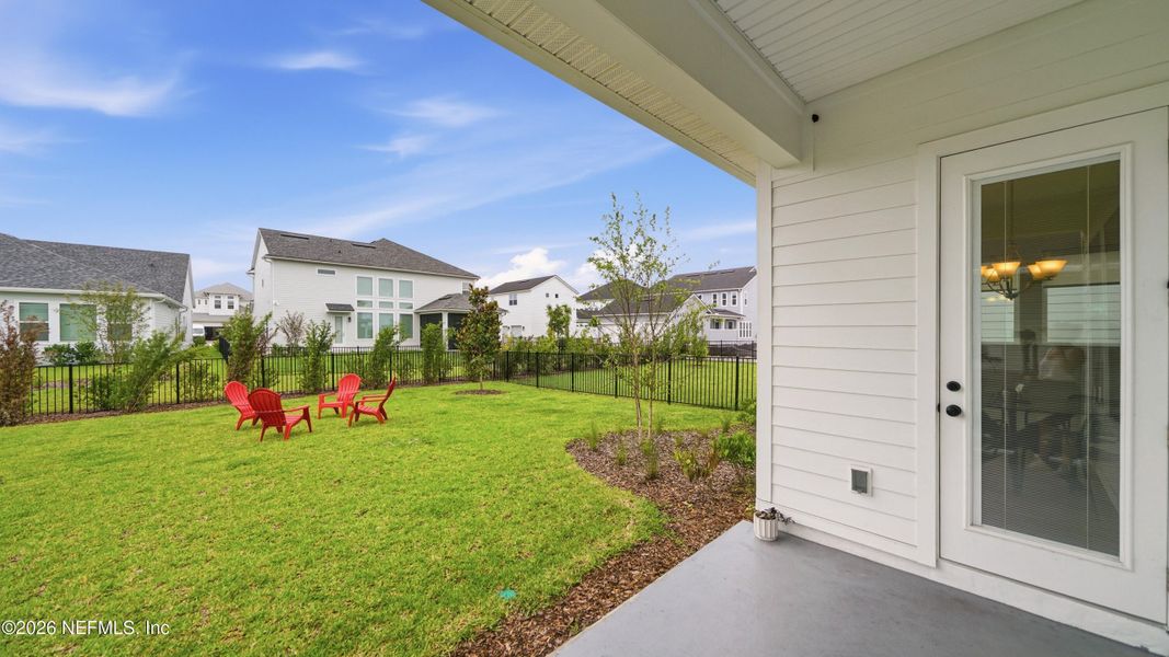 Exterior details and patio area of a home in Seven Pines 40' Front Entry, Jacksonville (Image 3).
