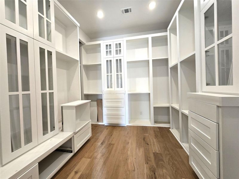 One of the primary closets, shelves to be fitted.