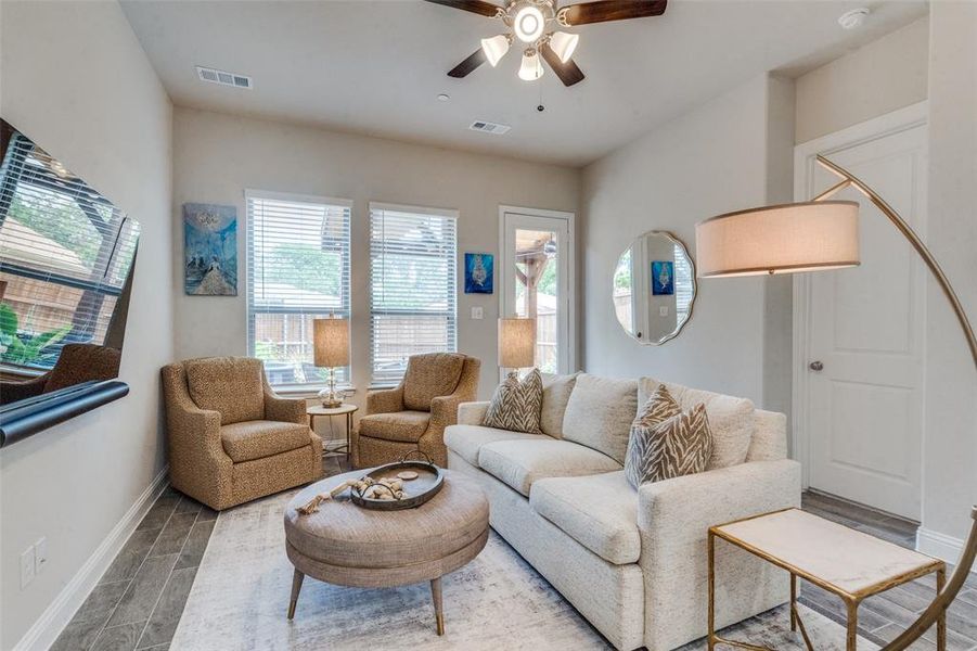 Living room with ceiling fan