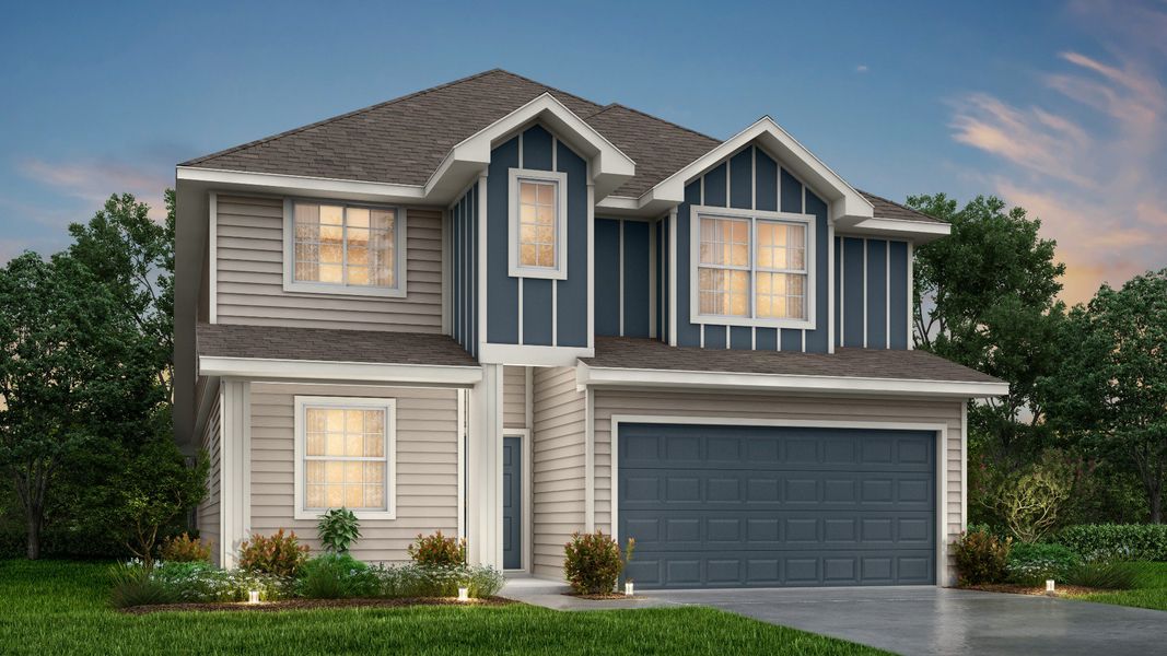 Representative exterior photo of a completed home built from the The Lazio by Legend Homes in Swenson Heights, Seguin, TX (Image 2). Representative exterior photo of a completed home built from the The Lazio by Legend Homes in Swenson Heights, Seguin, TX (Image 2).