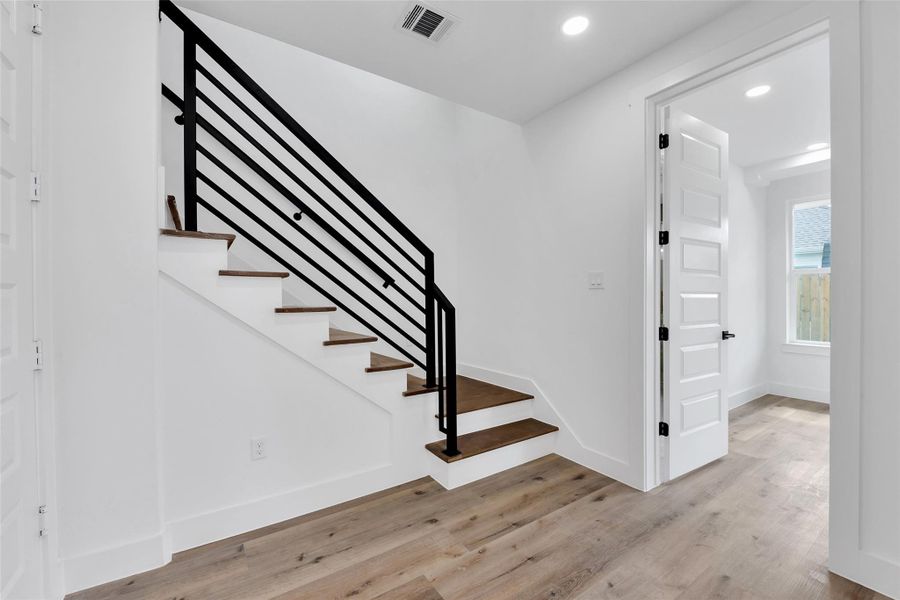 The stairway leads to the main floor.