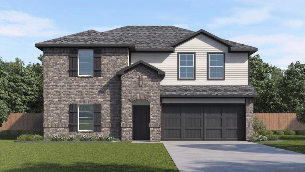 Representative exterior photo of a completed home built from the Perry by D.R. Horton in Bel Air Village, Sherman, TX (Image 1). Representative exterior photo of a completed home built from the Perry by D.R. Horton in Bel Air Village, Sherman, TX (Image 1).