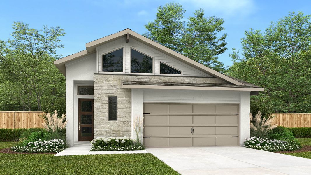 Representative exterior photo of a completed home built from the 1642O by Perry Homes in Solms Landing 45', New Braunfels, TX (Image 2). Representative exterior photo of a completed home built from the 1642O by Perry Homes in Solms Landing 45', New Braunfels, TX (Image 2).