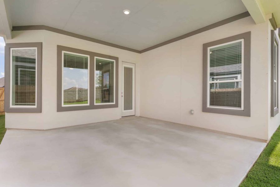 Exterior details and patio area of a home in Lariat, Liberty Hill (Image 3). Exterior details and patio area of a home in Lariat, Liberty Hill (Image 3).