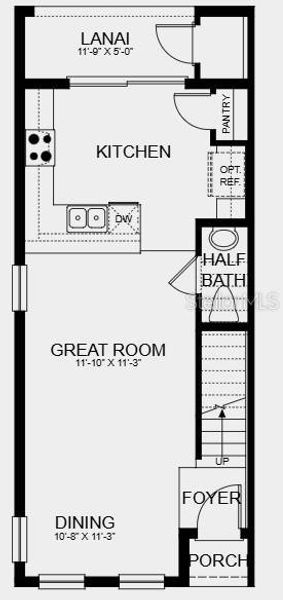 2D floor plan layout of this home in The Townhomes at Skye Ranch, Sarasota, FL (Image 4).