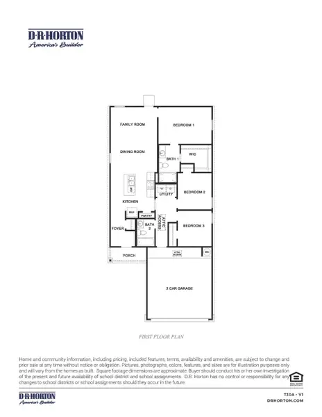 2D floor plan layout for the Atlanta by D.R. Horton in Watermark, Alvin, TX (Image 3).