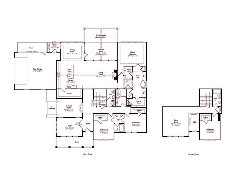 2D floor plan layout for the 3443 by Gracepoint Homes in Chapel Bend, Montgomery, TX (Image 4).