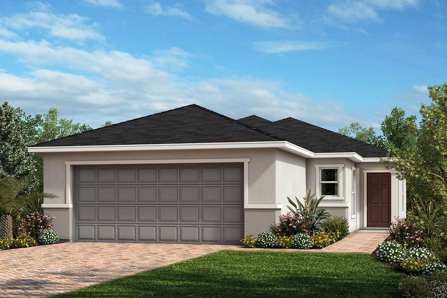Front exterior of a new home in The Sanctuary I, Clermont, FL, highlighting curb appeal (Image 1). Front exterior of a new home in The Sanctuary I, Clermont, FL, highlighting curb appeal (Image 1).