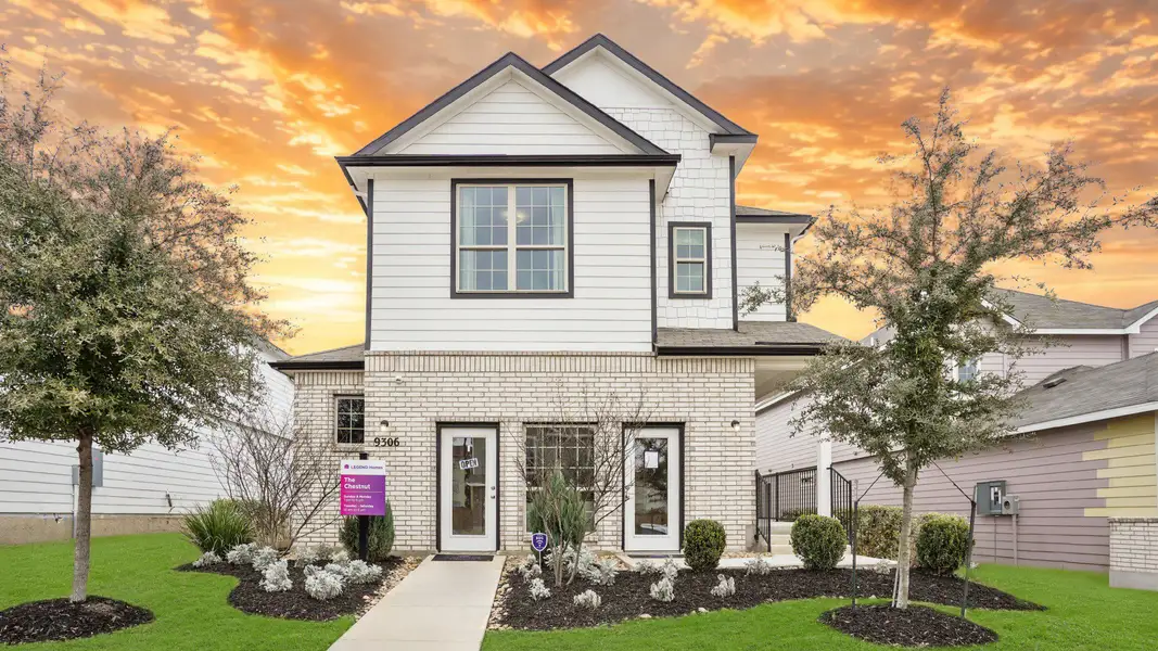 Front exterior of a new home in Somerset Trails, San Antonio, TX, highlighting curb appeal (Image 1). Front exterior of a new home in Somerset Trails, San Antonio, TX, highlighting curb appeal (Image 1).