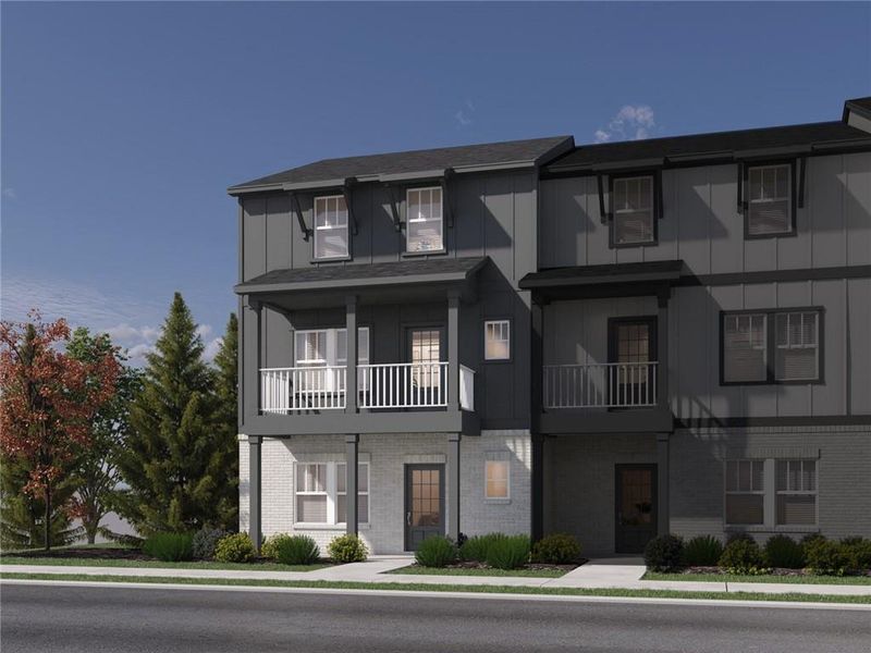 Front exterior of a new home in , Cumming, GA, highlighting curb appeal (Image 1). Front exterior of a new home in , Cumming, GA, highlighting curb appeal (Image 1).