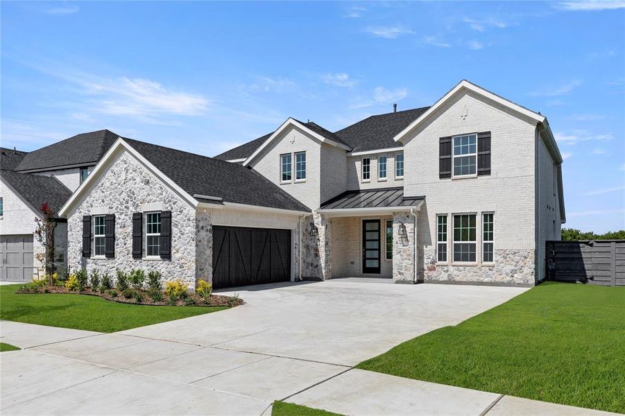 Front exterior of a new home in Inspiration Collection at Union Park, Little Elm, TX, highlighting curb appeal (Image 2).