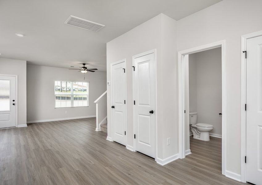 Vinyl flooring on the first floor.