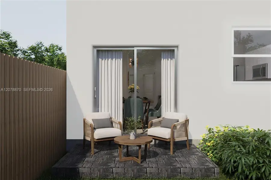 Exterior details and patio area of a home in Breezewood, Miami (Image 2). Exterior details and patio area of a home in Breezewood, Miami (Image 2).