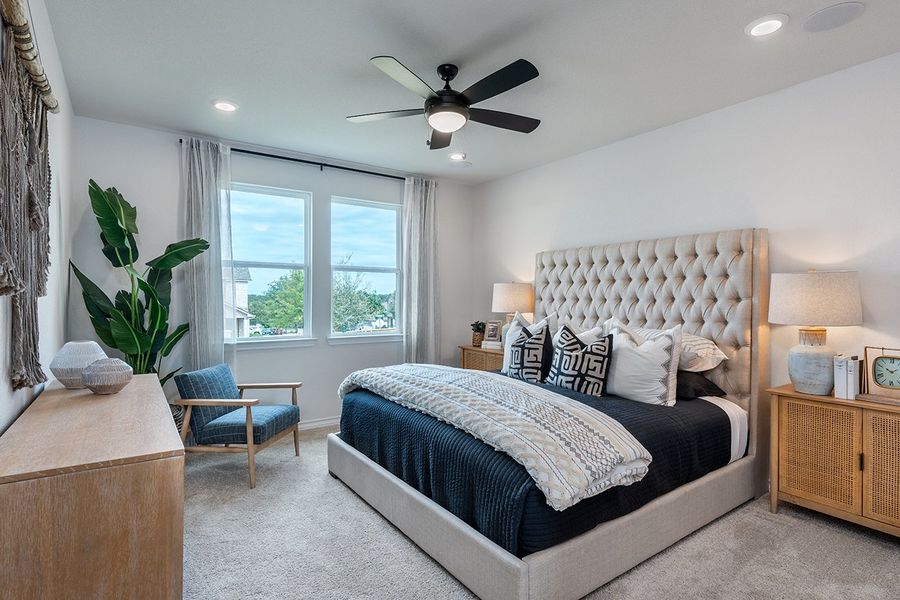 Representative furnished interior of a home built from the Rhapsody 2 by Taylor Morrison in Longview 40s, Del Valle (Image 42).