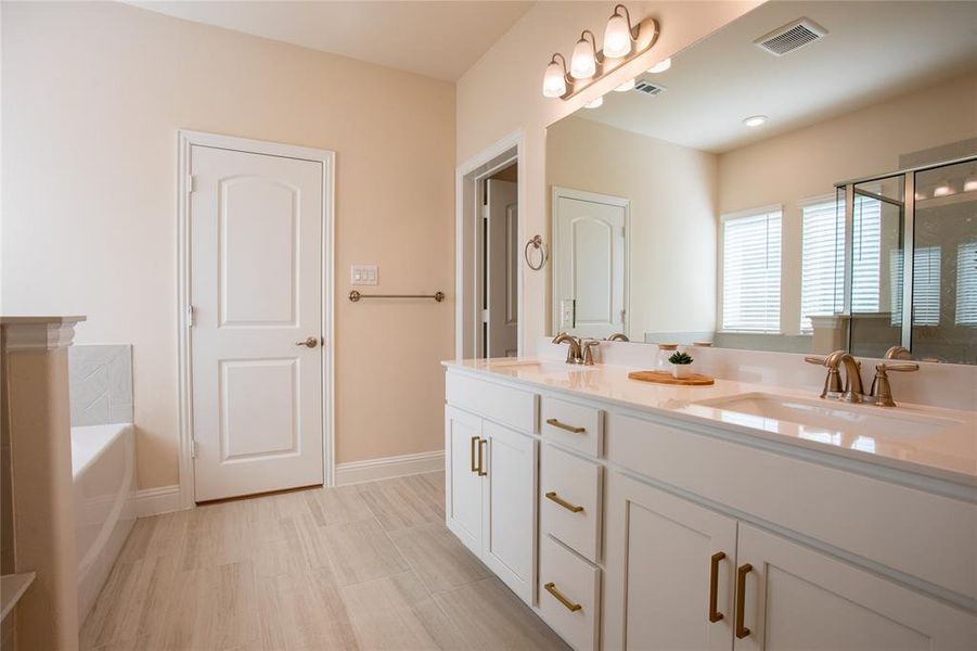 Bathroom featuring vanity and a bathtub