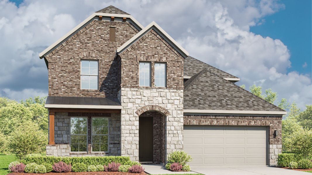 Representative exterior photo of a completed home built from the Elm by DRB Homes in Devine Landing, Leander, TX (Image 21). Representative exterior photo of a completed home built from the Elm by DRB Homes in Devine Landing, Leander, TX (Image 21).