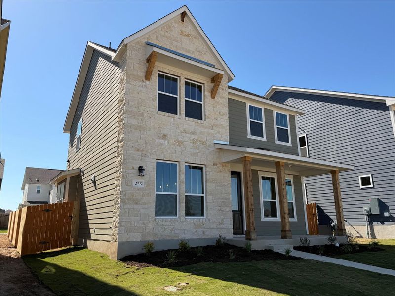 Exterior details and patio area of a home in Lariat, Liberty Hill (Image 4). Exterior details and patio area of a home in Lariat, Liberty Hill (Image 4).