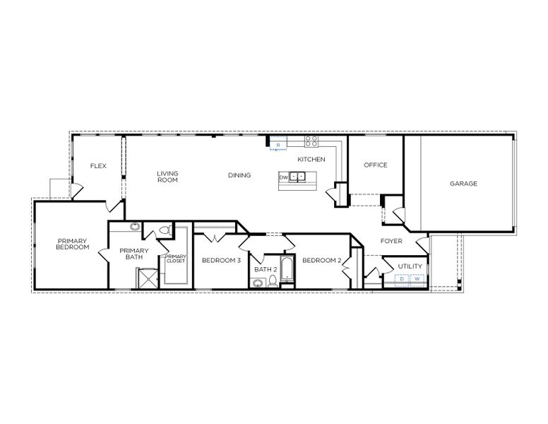 2D floor plan layout for the Austin by Tricoast Homes in Sunterra 40, Katy, TX (Image 5).