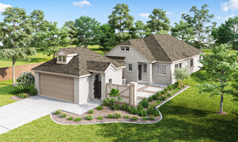 Representative exterior photo of a completed home built from the Aston Park by Pacesetter Homes in Keeneland, Aubrey, TX (Image 2).