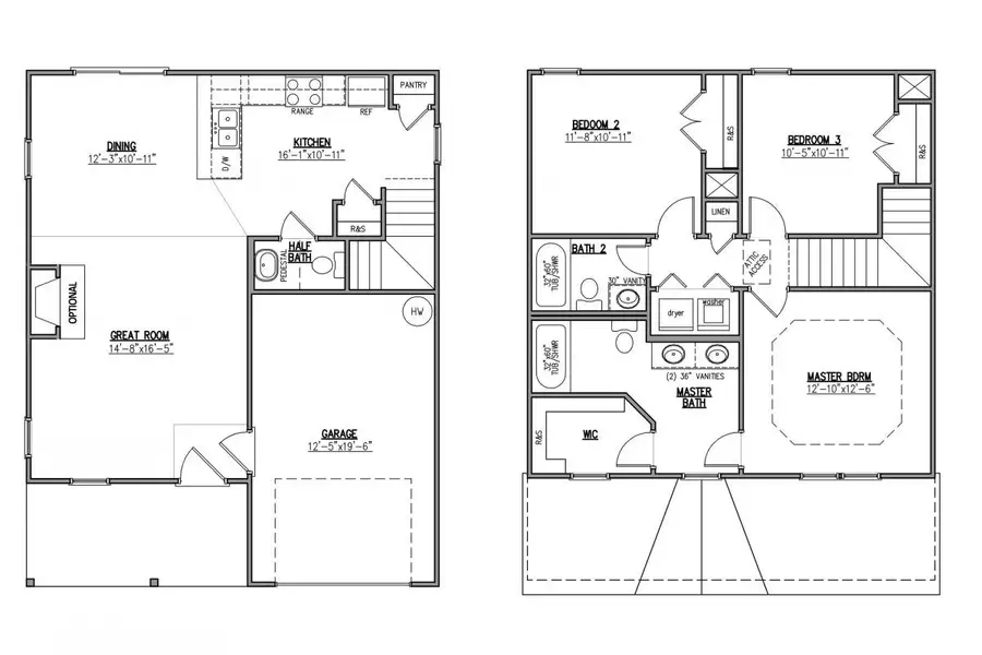 2D floor plan layout for the St. Augustine by Stevens Fine Homes in Pine Ridge, Castle Hayne, NC (Image 3).