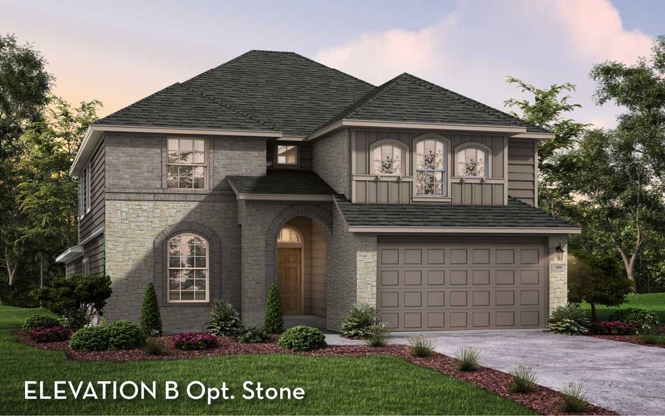 Representative exterior photo of a completed home built from the Snowmass by CastleRock Communities in Megan's Landing, Castroville, TX (Image 19).