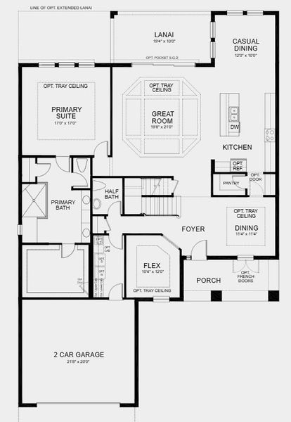 2D floor plan layout for the Sand Key by Taylor Morrison in Timber Ridge, Plant City, FL (Image 3).