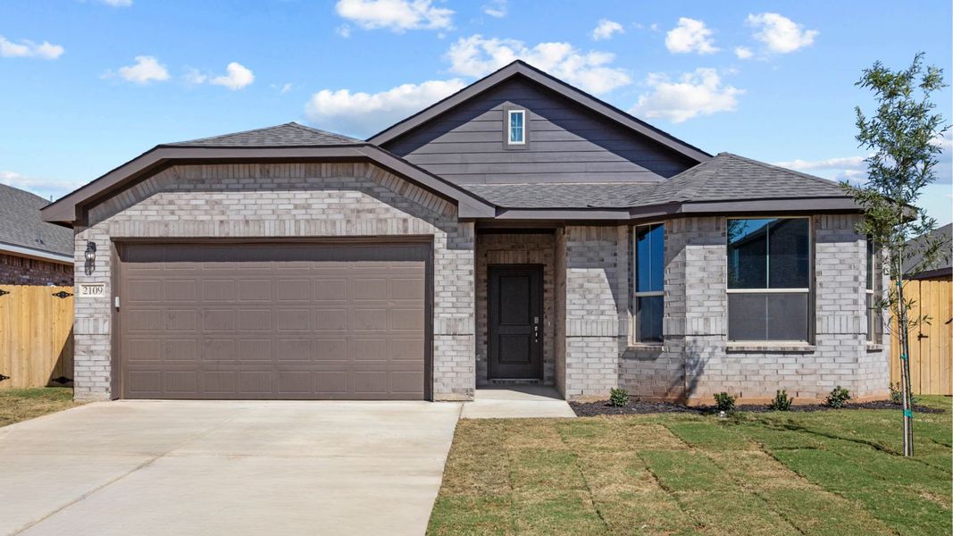 Representative exterior photo of a completed home built from the BLANCO by D.R. Horton in Northwest Passage, Midland, TX (Image 2). Representative exterior photo of a completed home built from the BLANCO by D.R. Horton in Northwest Passage, Midland, TX (Image 2).