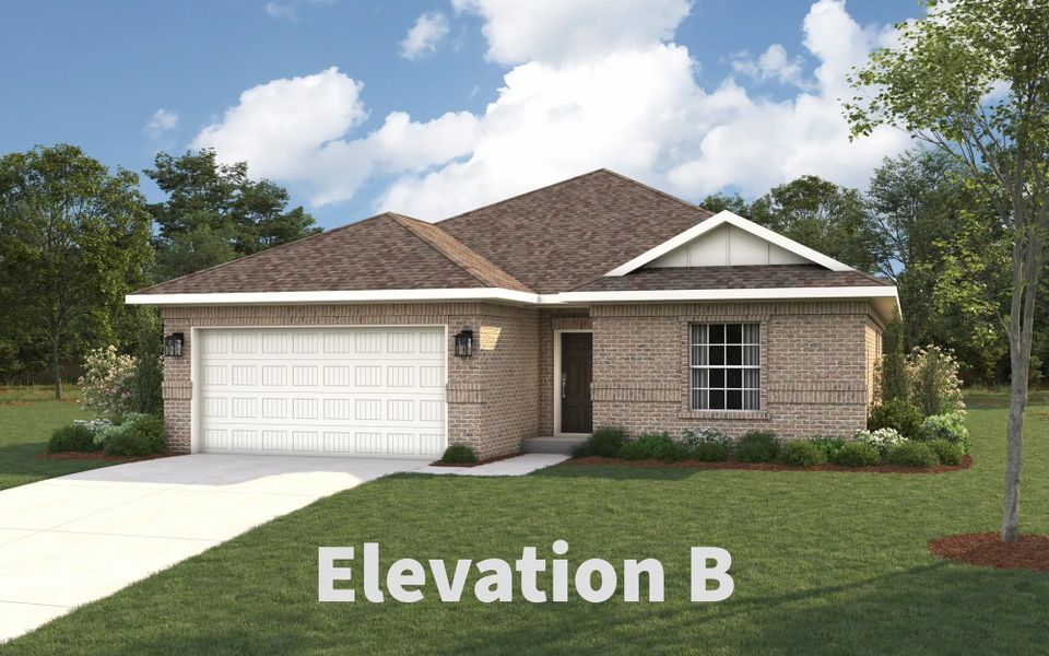 Representative exterior photo of a completed home built from the Hudson by Stonehollow Homes in Heritage Grove, Blue Ridge, TX (Image 23).