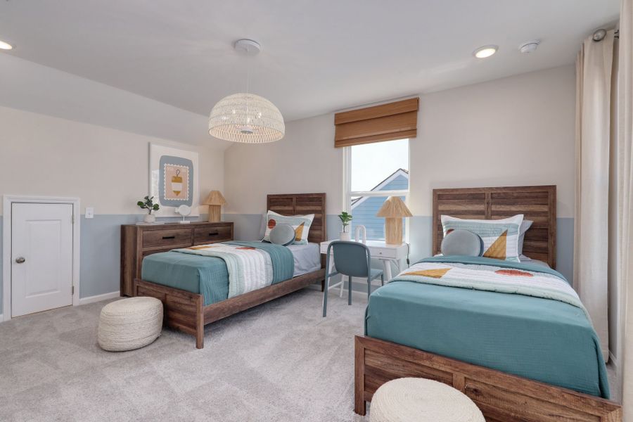 Spacious Secondary Bedroom. Model Home Representation.