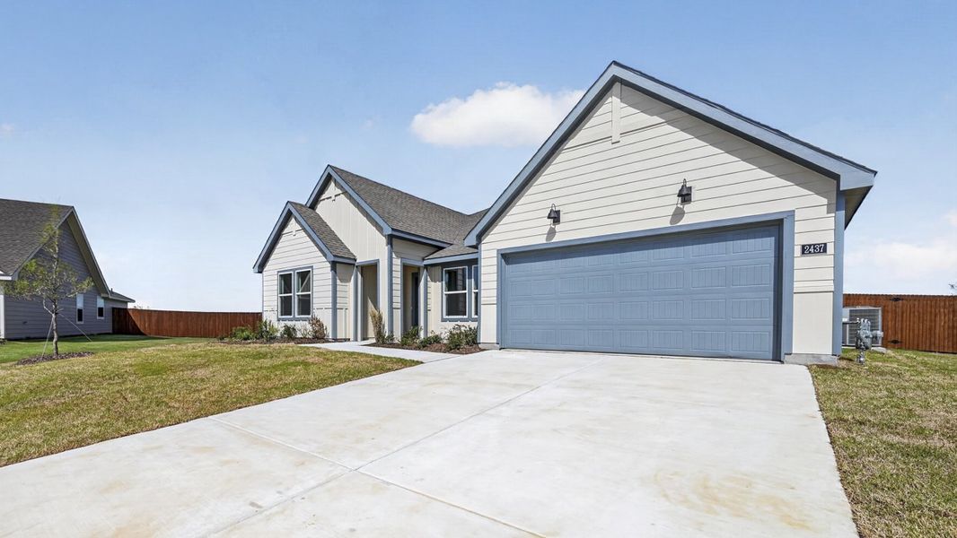 Representative exterior photo of a completed home built from the Fiedor by D.R. Horton in Windrose, Pilot Point, TX (Image 2). Representative exterior photo of a completed home built from the Fiedor by D.R. Horton in Windrose, Pilot Point, TX (Image 2).