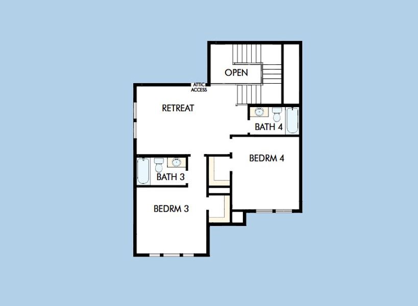 2D floor plan layout for the The Nacogdoches by David Weekley Homes in Briggs Ranch – Signature Legacy Series, San Antonio, TX (Image 4).
