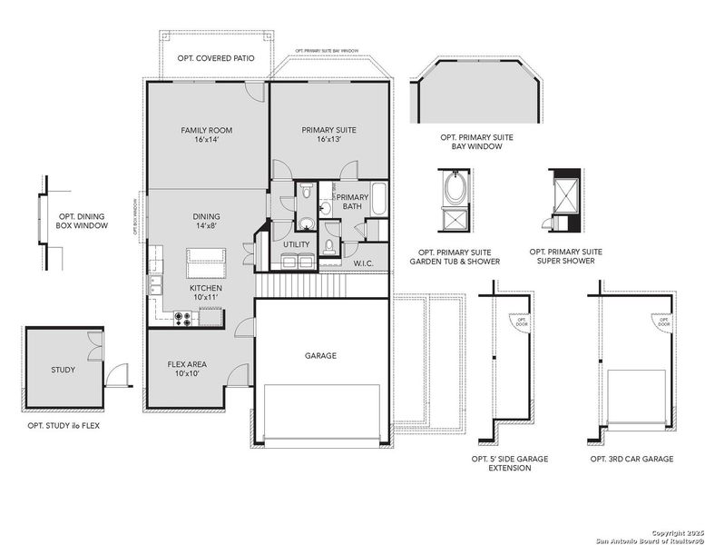 2D floor plan layout of this home in Hunters Ranch, San Antonio, TX (Image 4).