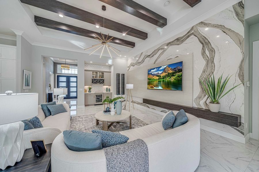 2D floor plan layout for the Sand Dollar Grande by GHO Homes in The Strand, Indian River Shores, FL (Image 48).