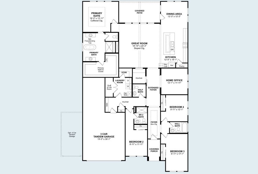 2D floor plan layout for the Glasgow by K. Hovnanian® Homes in Westland Ranch - 70' Homesites, League City, TX (Image 6). 2D floor plan layout for the Glasgow by K. Hovnanian® Homes in Westland Ranch - 70' Homesites, League City, TX (Image 6).