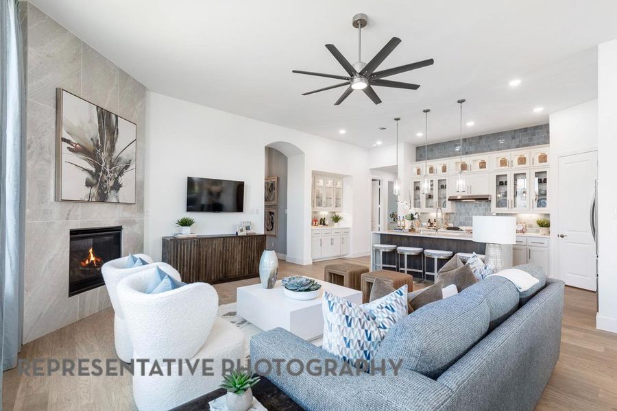 Furnished interior view inside a new home in Lariat: 50ft. lots, Liberty Hill (Image 3). Furnished interior view inside a new home in Lariat: 50ft. lots, Liberty Hill (Image 3).