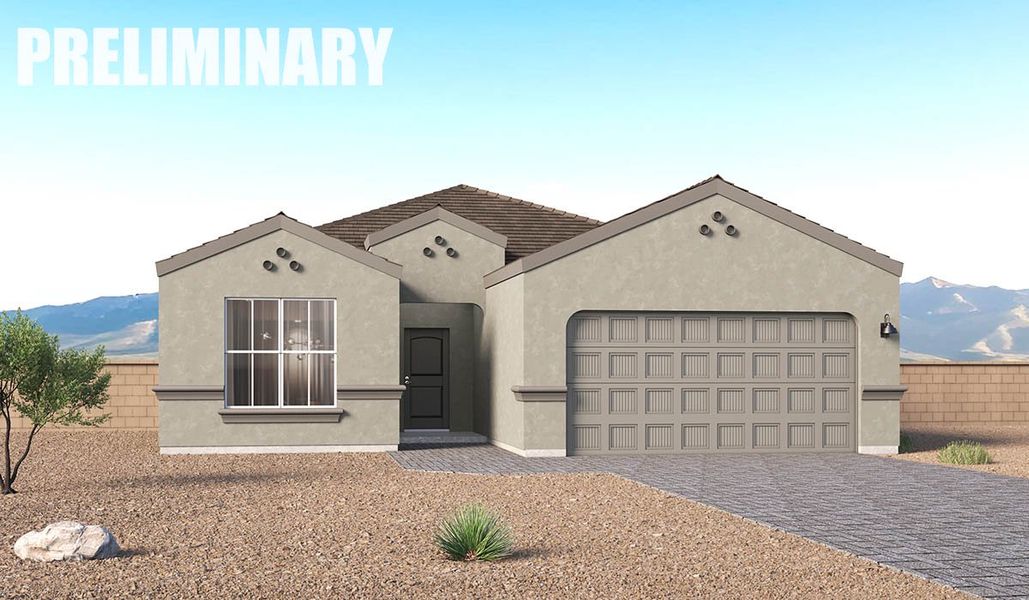 Representative exterior photo of a completed home built from the Hampton - Plan 1595 by D.R. Horton in Solterra, Green Valley, AZ (Image 2). Representative exterior photo of a completed home built from the Hampton - Plan 1595 by D.R. Horton in Solterra, Green Valley, AZ (Image 2).