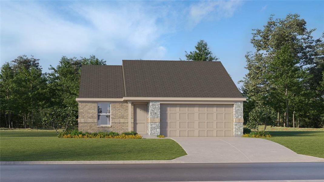 Front exterior of a new home in Frontier, Joshua, TX, highlighting curb appeal (Image 1). Front exterior of a new home in Frontier, Joshua, TX, highlighting curb appeal (Image 1).