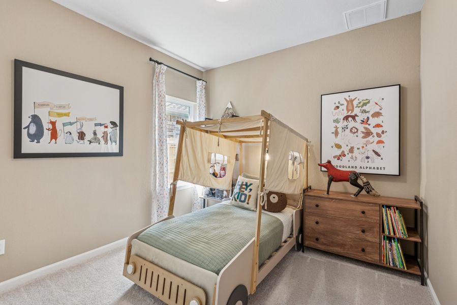 Secondary Bedroom. Staged model home shown for illustration only; actual features, colors, and upgrades may vary. Secondary Bedroom. Staged model home shown for illustration only; actual features, colors, and upgrades may vary.