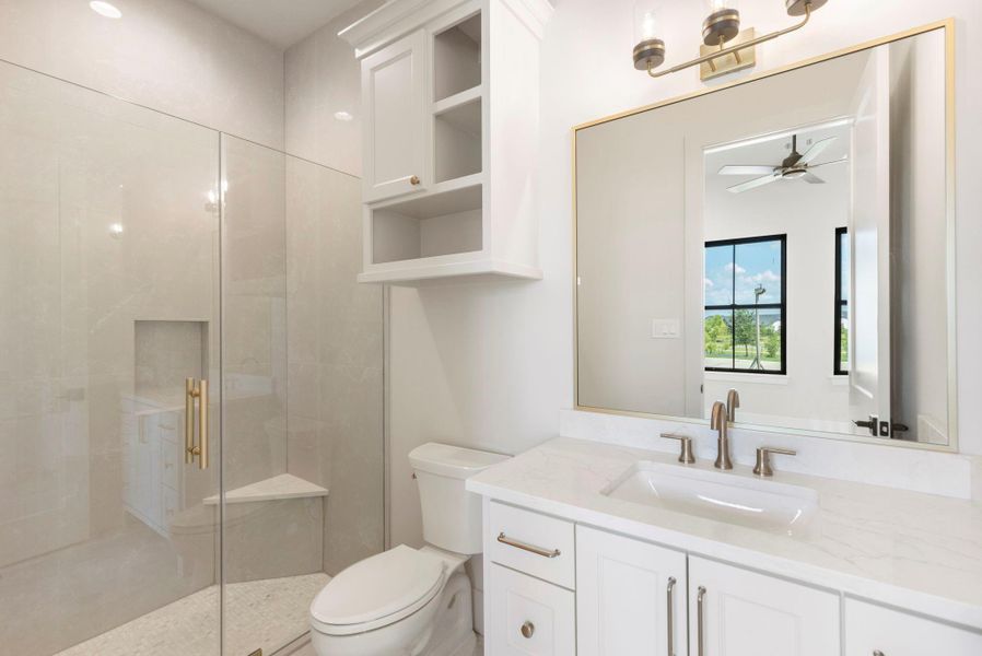 Beautiful secondary bathroom w glass shower enclosure Beautiful secondary bathroom w glass shower enclosure