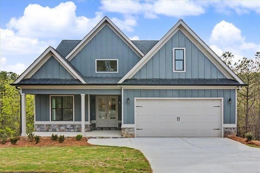 Front exterior of a new home in , Waleska, GA, highlighting curb appeal (Image 1). Front exterior of a new home in , Waleska, GA, highlighting curb appeal (Image 1).