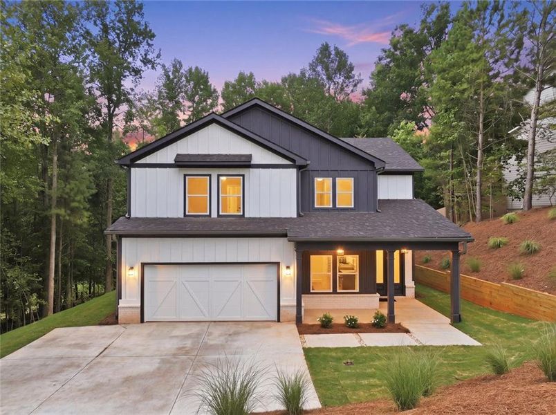 Front exterior of a new home in , Gainesville, GA, highlighting curb appeal (Image 23). Front exterior of a new home in , Gainesville, GA, highlighting curb appeal (Image 23).
