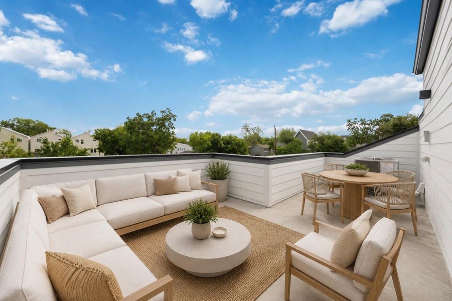 Virtually staged 3rd floor balcony