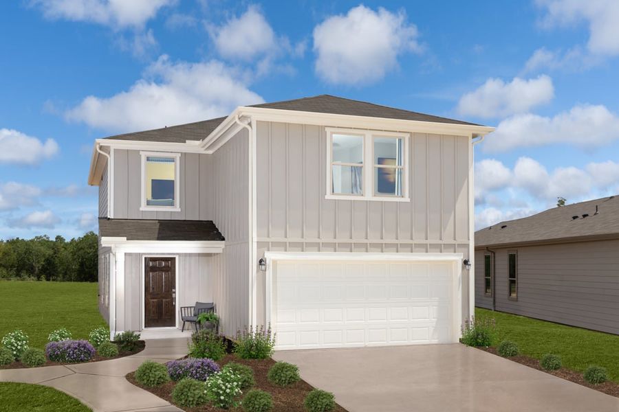 Representative exterior photo of a completed home built from the 1907 Modeled by KB Home in Brighton Trails, Hockley, TX (Image 19).