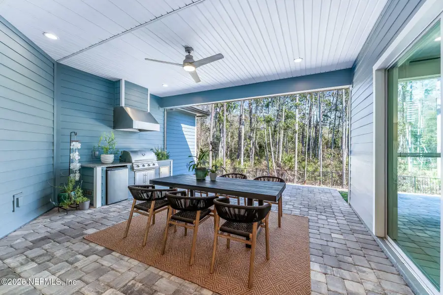 Exterior details and patio area of a home in Palm Crest at Seabrook, Ponte Vedra (Image 4). Exterior details and patio area of a home in Palm Crest at Seabrook, Ponte Vedra (Image 4).