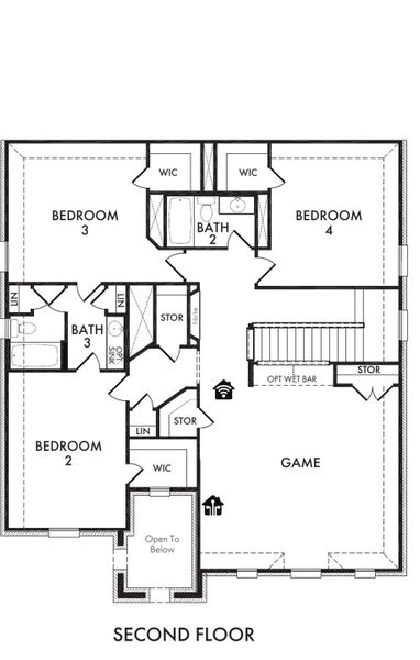2D floor plan layout for the Preston by Impression Homes in Mercer Meadows, Royse City, TX (Image 4).
