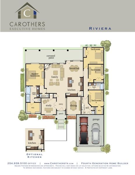 2D floor plan layout for the Riviera Front 2450 by Carothers Executive Homes in Eagle Heights, Salado, TX (Image 2). 2D floor plan layout for the Riviera Front 2450 by Carothers Executive Homes in Eagle Heights, Salado, TX (Image 2).