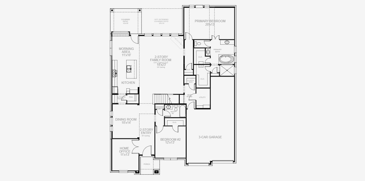 2D floor plan layout for the 3394W by Perry Homes in Lakes of Cane Island, Katy, TX (Image 3).