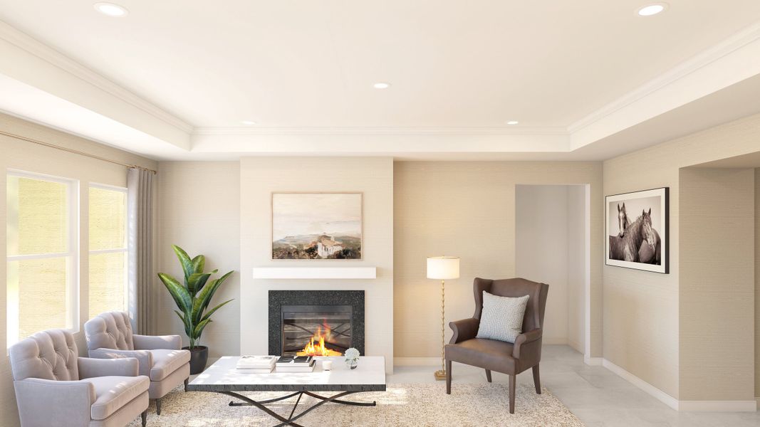 Great room ceiling with crown moulding Great room ceiling with crown moulding