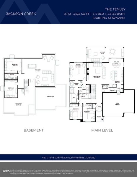 2D floor plan layout for the Tenley by Lokal Homes in Paint Brush Hills, Peyton, CO (Image 5). 2D floor plan layout for the Tenley by Lokal Homes in Paint Brush Hills, Peyton, CO (Image 5).